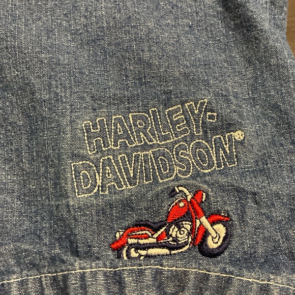 Vintage Harley Davidson Denim Bib Overalls kids 24mo Y2K - Picture 1 of 6